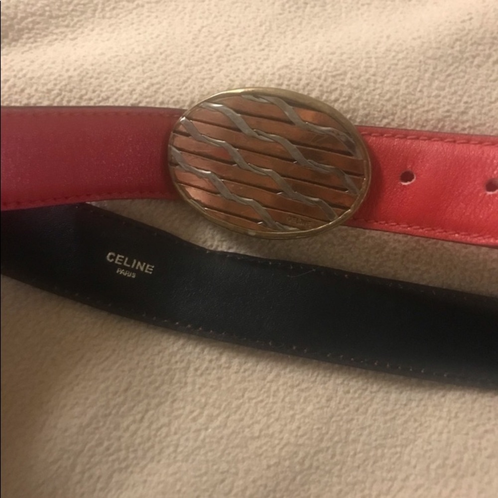 Vintage Celine red leather Belt and Buckle - Picture 3 of 12